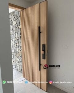 Pintu Jati Minimalis Modern Garis Garis Salur