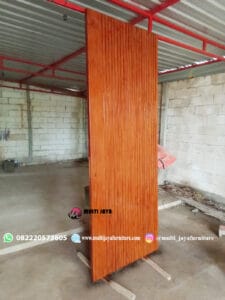 Pintu Jati Minimalis Modern Model Garis Garis Salur