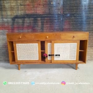 Bufet Jati Anyaman Rotan